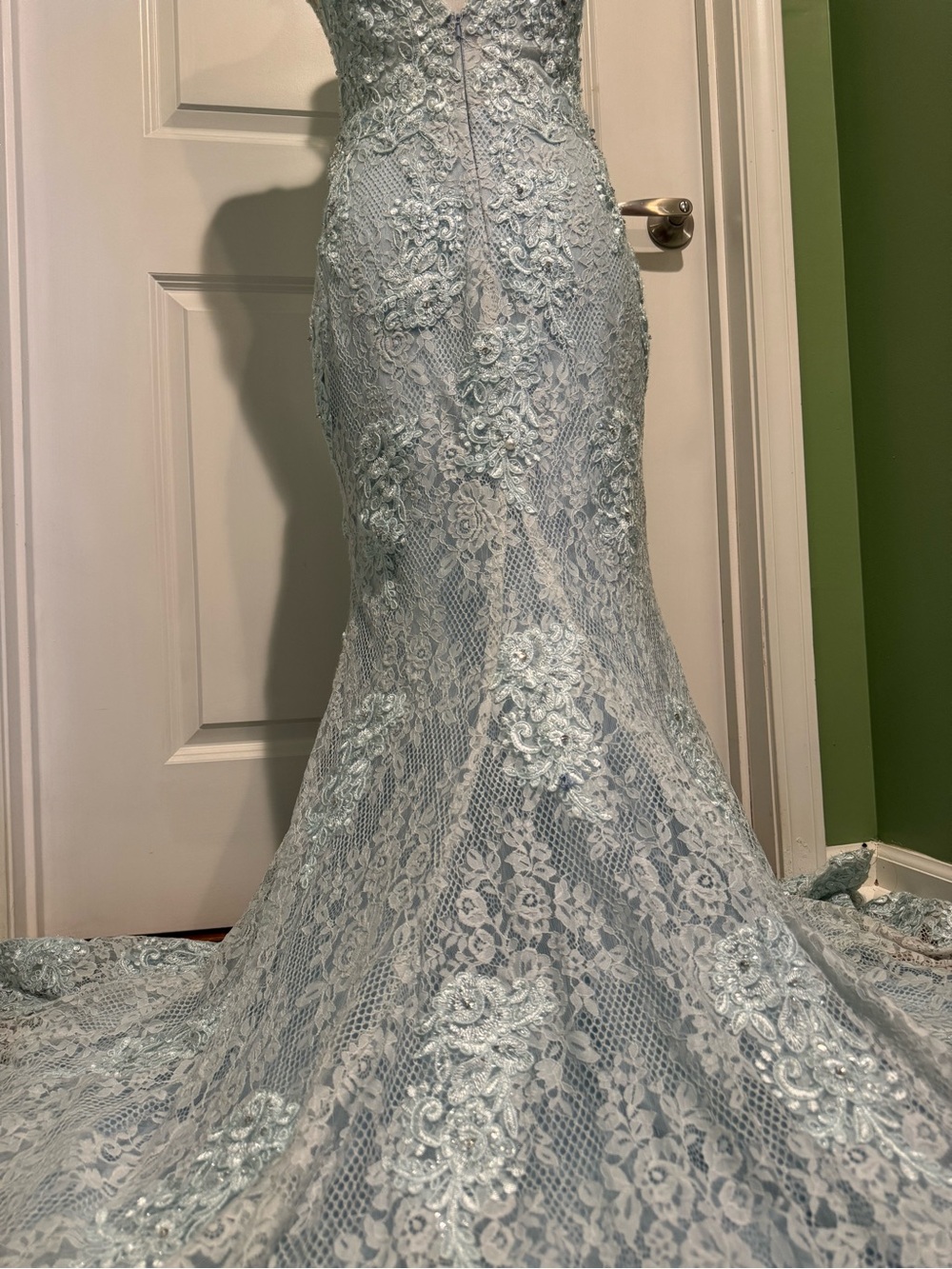 Jovani Light Blue Lace Embellished Prom Gown - Picture 3 of 5